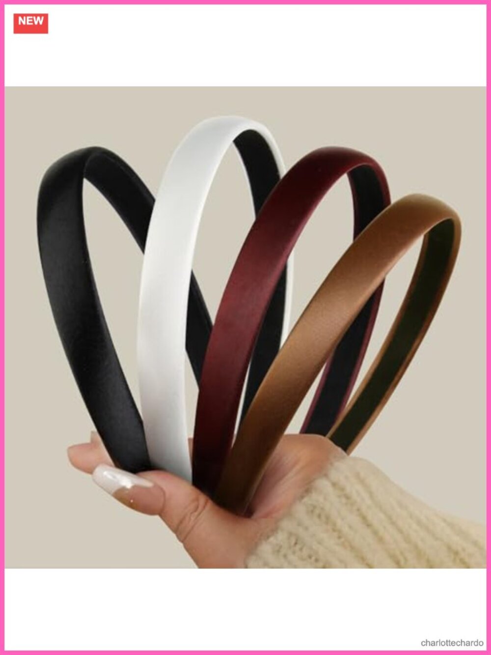 Satin Thin Non Slip Headbands for Women Vintage Hair Accessories 4 Pack